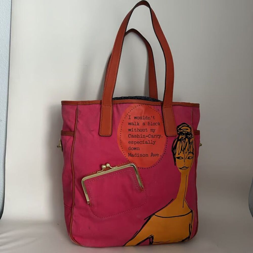 Coach 13379 Bonnie Cashin Tote Bag Pink Canvas Graphic Kisslock Madison Ave - Picture 2 of 14